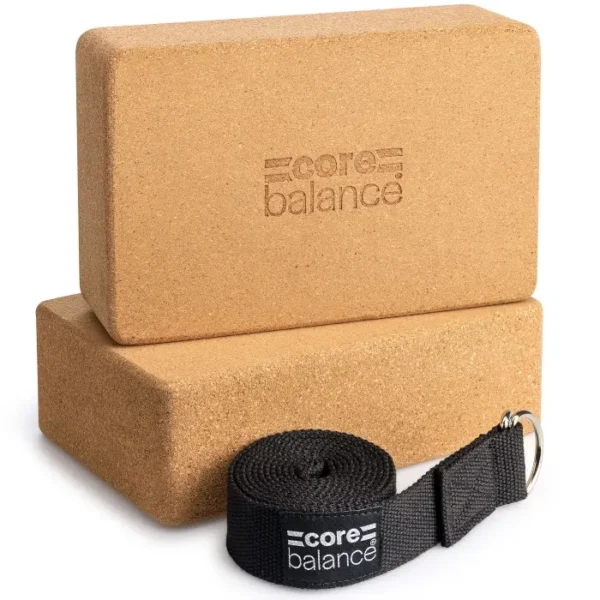 High Density Cork Yoga Blocks & Strap